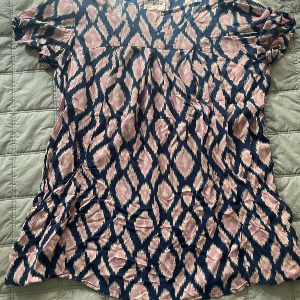 HOLDING HORSES Pink and Navy Diamond Blouse